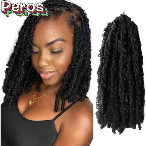 Crotchet Hair 12" 12 Roots/Pack Distressed Butterfly Locs Crochet Braids Goddess Pre Looped Goddess Locs Twist Braid Hair