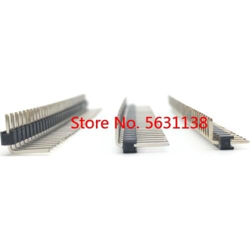 2.54mm 1*40p 90 degree Right angle Single Row Male R/A Pin Header Positive/Reverse PCB Board Connector Pinheader For Arduino