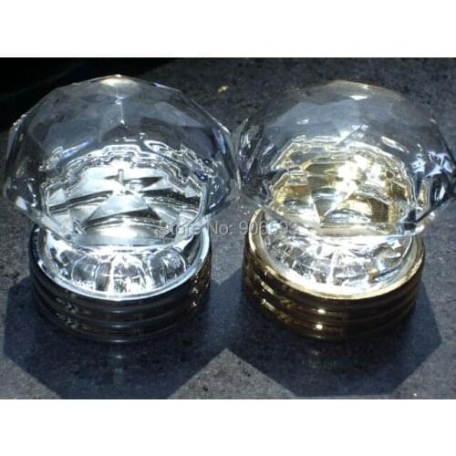 20PCS/LOT FREE SHIPPING 35MM CRYSTAL KNOB ON A CHROME BRASS BASE,crystal knobs and handles