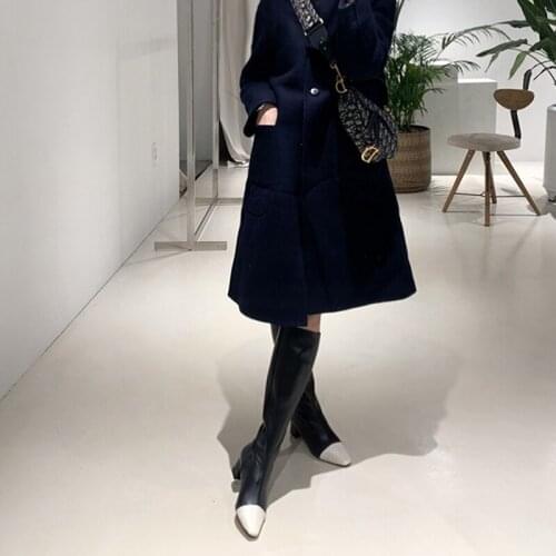 2020Autumn and Winter Women Boots Pointed Comfort Winter Leather Thick Heel Boots Fashion Woman Shoes Thigh High Boots Size33-42