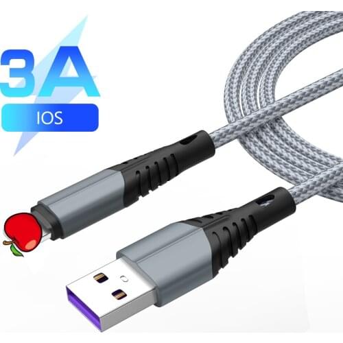 25cm 1m 2m 3m Long Braided 3A USB Quick Fast Charge Charger Data Cord Charging Cable 6 Colors For IPhone 7 8 6 5S X XR XS IPad