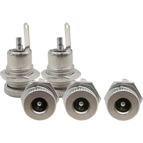 5Pcs/lot Silver Metal DC 099 5.5mm x 2.1mm 2.5mm DC Power Female Jack Socket Panel Mount Connector 5.5*2.1 5.5*2.5