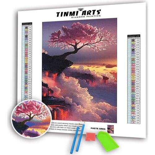 5D DIY Diamond Paintings Full Round Drill Cloud Pine Tree Mosaic Cross Stitch Landscape Kits Embroidery Stickers Decoration Home