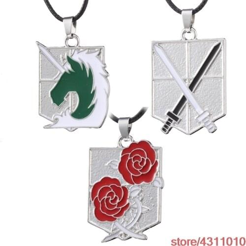 Anime attack On Titan Necklace Eren Key Shingeki No Kyojin Pendant Fashion Vintage trainee squad unicorn Guard Military necklace