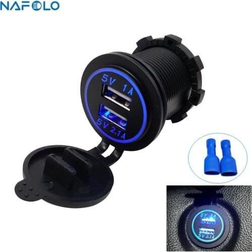 3.1A USB Car Charger for Motorcycle Auto Truck ATV Boat Dual USB Socket Car Charger Power Adapter