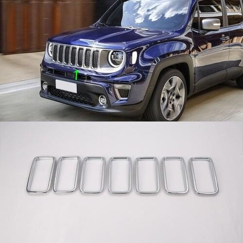 Car Accessories Exterior Decoration 7PCS ABS Chrome Front Grille Decorative Frame Cover For Jeep Renegade 2019 Car-styling
