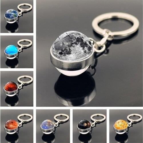 Car double-sided glass ball key chain for Hyundai IX25 Creta 2015 2016 2017 2018