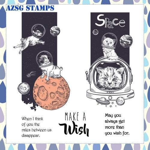 AZSG Space Cats and Dogs Clear Stamps For DIY Scrapbooking/Card Making/Album Decorative Silicone Stamp Crafts NO.OS-381