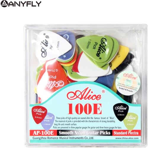 Free Shipping 100pcs/Set Guitar Picks Alice AP-100E Acoustic Electric Smooth Nylon Guitar Picks Wholesales