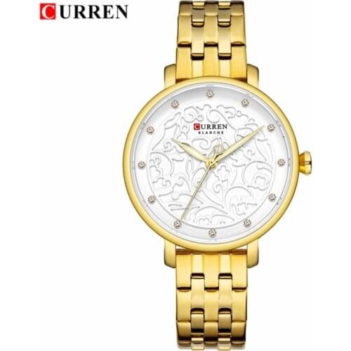 CURREN New Gold Women Watches Business Quartz Watch Ladies Top Brand Luxury Female Wrist Watch Clock WristWatch Relogio Feminin