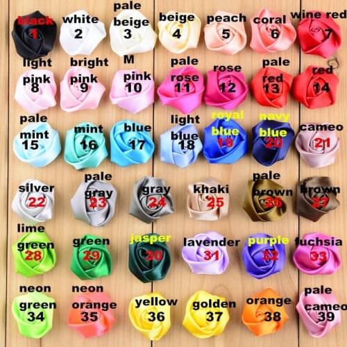 40 pcs/lot , 2.5cm mini rose flower , satin ribbon rose flower for headband wedding apparel hair accessories