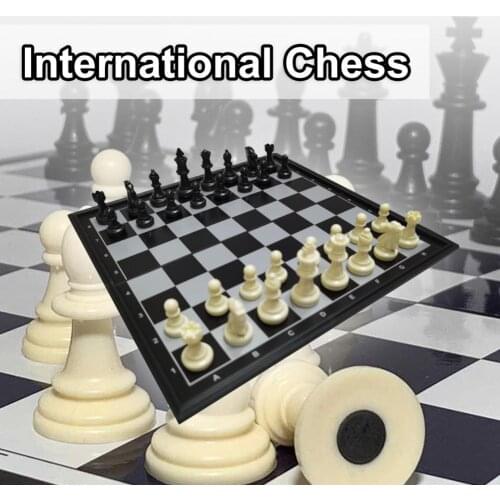 Wooden Chess Set Foldable Portable Magnetic Chess Draughts Set Strategy Game Educational Toy for Travel Game Set For Kid