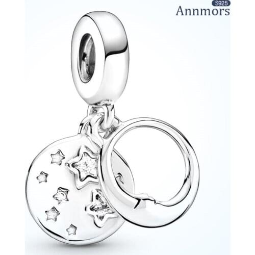 Double Sided Star Pendant 925 Sterling Silver Fits Pandora Charms for Woman Girl Beads Gifts for Women Bracelet and Necklace