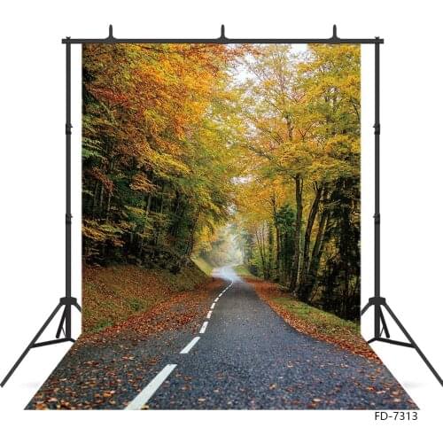 Photo Backdrops Autumn Yellow Tree Road Computer Printed Photography Backgrounds for Children Portrait Photophone Studio Props