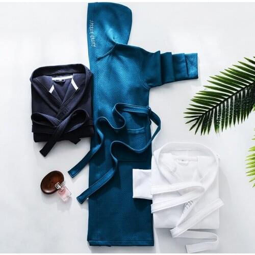 Five-star hotel cotton bathrobe spring and autumn couple hooded nightgown quilted cotton plus long piece pajamas