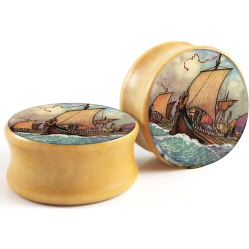 JUNLOWPY Wholesales custom Wooden Double Flare ear tunnels wood ear gauges for men plugs and tunnels stretcher kit for ear