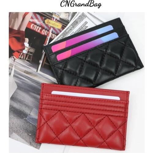 Classic Genuine Leather Card Holder Stitched Leather Credit Card Wallet Genuine Sheep Skin Slim Wallet Men Women Coin Purse
