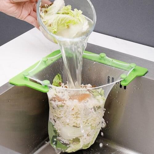 Kitchen Triangle Sink Drainage Rack with 100PCS Anti-clogging Drain Hole Trash Filter Leftovers Garbage Bag Kitchen Accessories