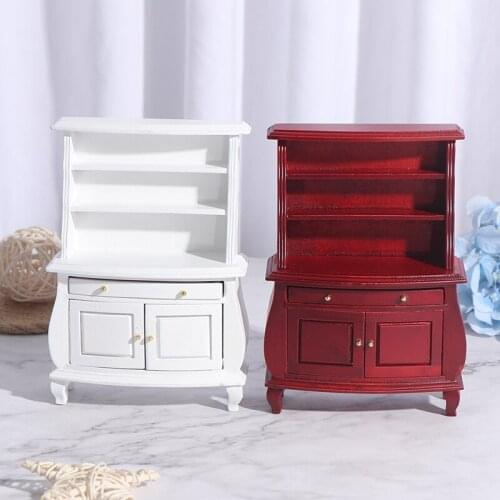 1/12 Miniature Kitchen Cabinet Cupboards with Drawer Dollhouse Furniture Toy Closet Furniture Accessories