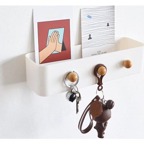 Wall Mounted Rack Free Perforated Kitchen Cabinet Refrigerator Hanging Hooks Storage Key Hanger Non-marking Sticker Hook