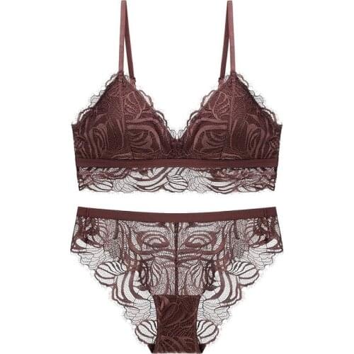 New Sexy Ultra-Thin Female Seamless Lingerie Push Lace Bra Sets For Womens Underwear Breathable Intimante Bra Brief Lingerie Set