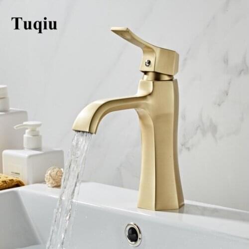 Vidric New Basin Faucet Single Lever Brush gold Brass Mixer Tap Bathroom Basin Water Sink Mixer gold brush