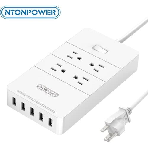 NTONPOWER Power Strip with USB Socket Smart Surge Protector 1850W US Plug Charger with 1.5m Power Cord for Home Office