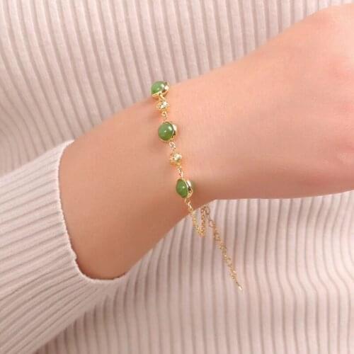 Wholesale JoursNeige Green Natural Stone Bracelet Round Bead With Accessories Bracelet Lucky For Women Fresh Bracelet Jewelry