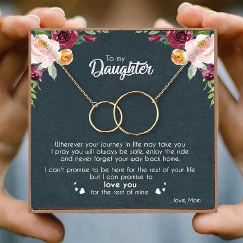Daughter Necklaces Pendants Rose Gold Chain Necklaces For Women Two Interlocking Infinity Circles Necklace Girls Jewelry Family