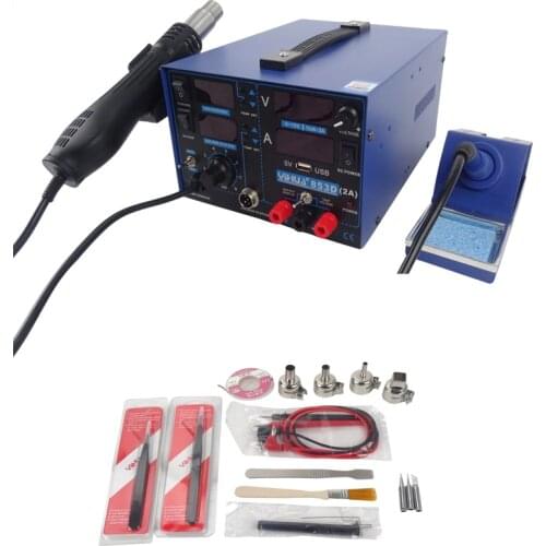 YIHUA 853D 2A Soldering Station Hot Air Gun Welding Machine + Soldering Iron + Power + Free Gift