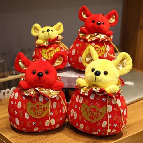 2020 Mouse Year Chinese Knot Lucky Bag Rat Plush Doll Toy Hanging Decor new Years gift