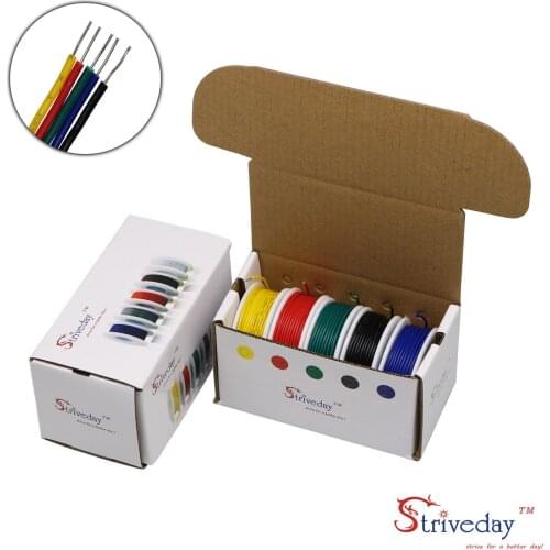 20 22 24 26 AWG Hook Up Wire 1007 PVC Soild wire Kit box Electric wire 20-26 gauge 300V Cable (19.6ft Each Color)