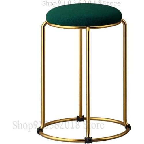 Light Luxury Titanium Gold Household Stool Dining Table Stool Fashion Creative Small Round Stool Beauty Dressing Stool Modern Mi