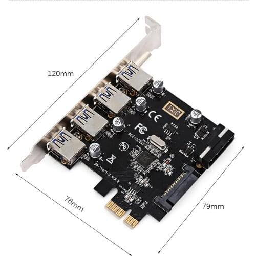 Chenyang USB 3.0 HUB PCI Express Expansion Card to 4 Ports PCI-E Adapter 5Gbps for Motherboard