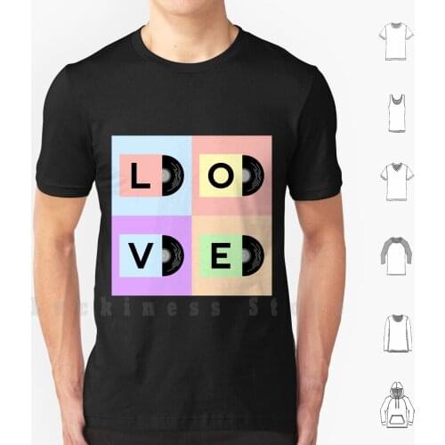 Vinyl Cover With Love Word T Shirt 6xl Cotton Cool Tee Vinyl Record Cover Template Mockup Pastel Colorful Pop Art Flat Vector