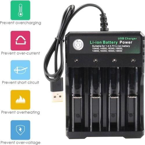 3.7 V 18650 Charger Lithium Ion Battery USB Independent Charging Portable 18350 16340 14500 Battery Charger