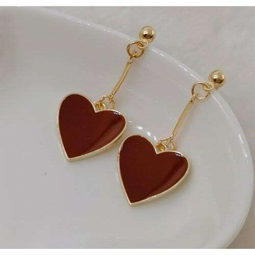 Simple design enamel heart-shaped earrings ladies new fashion earrings pierced pendant earrings gifts