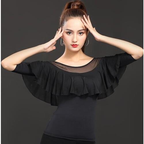 WomenS Latin Dance Tops Modal Long Sleeves Ice Silk Practice Clothes Female Ballroom Waltz Salsa Perform Dancing Shirt DL4429