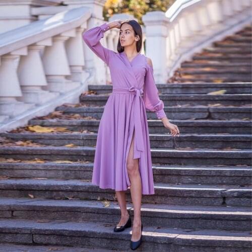 Women Vintage Sashes Front Cross Sashes A-line Dress Lantern Sleeve Sexy V neck Solid Elegant Casual Dress 2021 Spring New Dress