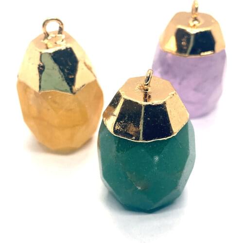 Natural Stone Quartz Rock Polygon Colorful Pendant DIY Making Reiki Chakra Necklace Power Stone Handmade Jewelry Accessories