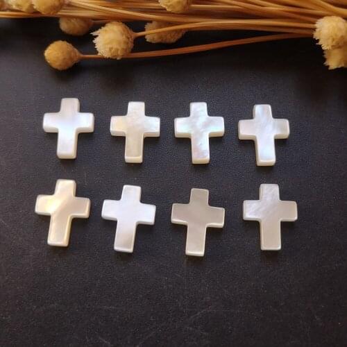 100pcs/lot 9x11mm Natural Cross Mother of Pearl shell for DIY Jewelry Cross MOP Pearl shell Beads