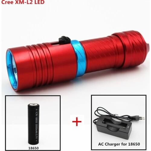 1200LM XM-L2 LED Diving Flashlight Underwater Waterproof 100M Torch Lamp Light Camping Lanterna With Stepless dimming