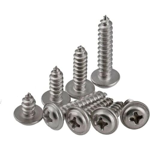 20PCS M2 M2.3 M2.6 M3 M4 Round Head 304 Stainless Steel Self-Tapping With Padded Screws