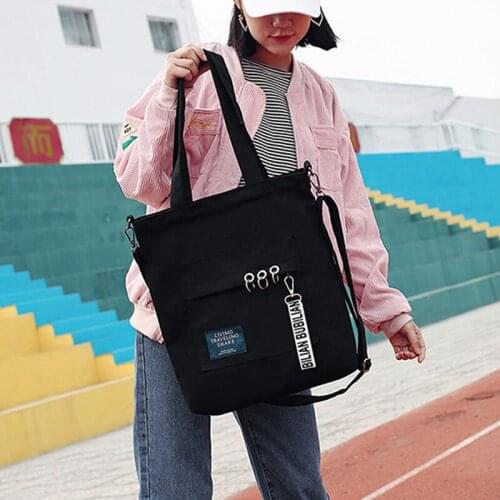 2019 small fresh slung female bag literary simple shoulder bag student bag shopping bag vertical three-ring canvas shoulder bag