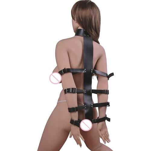 2020 BDSM Adjustable Collar with Handcuffs Sex Toys For Adult Games Sex Restraints Rope Play Neck Cuffs Collar Fetish Sex Toys
