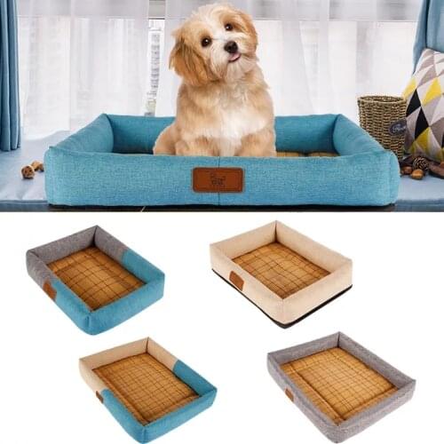 2020 New Linen Rattan Mat Dogs Nest Pet Supplier Linen Breathable Summer Sleeping Dog Cooling Bed