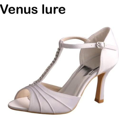 23 Colors Formal Sandals for Women High Heel White Satin T-strap Peep Toe