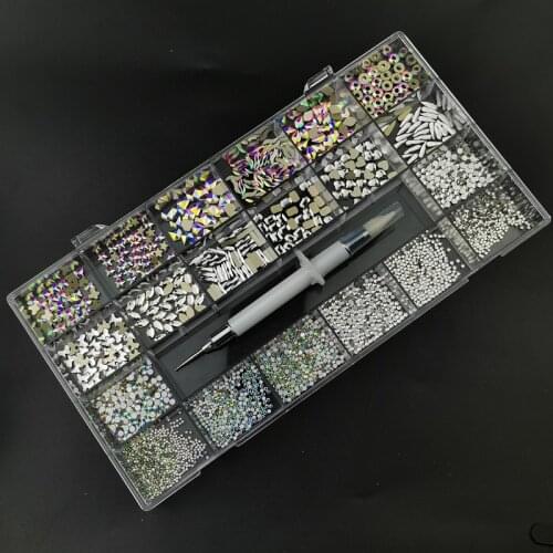 3100pcs Mix Shapes Crystal AB Rhinestone Shinny 12 Shapes Diamonds With SS3-SS20 Muti Size Rhinestones For DIY Decoration