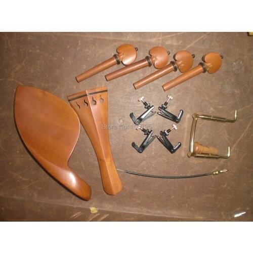 5 Sets Jujube Violin parts 02# 4/4 with Fine tuners and tail gut & chin rest clamp