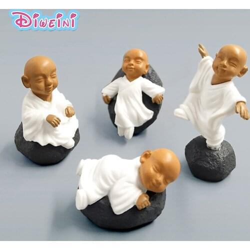 White Brown Sit Stand Lying Monks model Figurine fairy Statue home mini garden decoration accessories decor doll resin craft